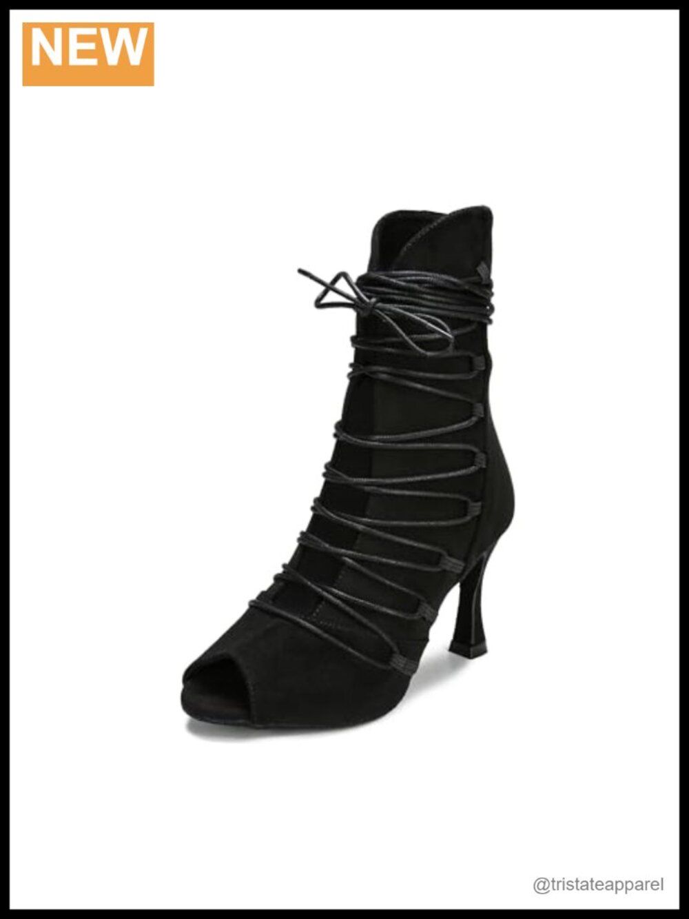 Suede Ballroom Dance Boots Women 3.5 Inch Heel Latin Salsa Practice Ankle